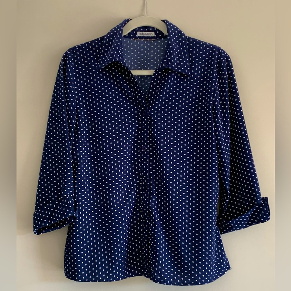 Navy Polka Dot Women's Top
